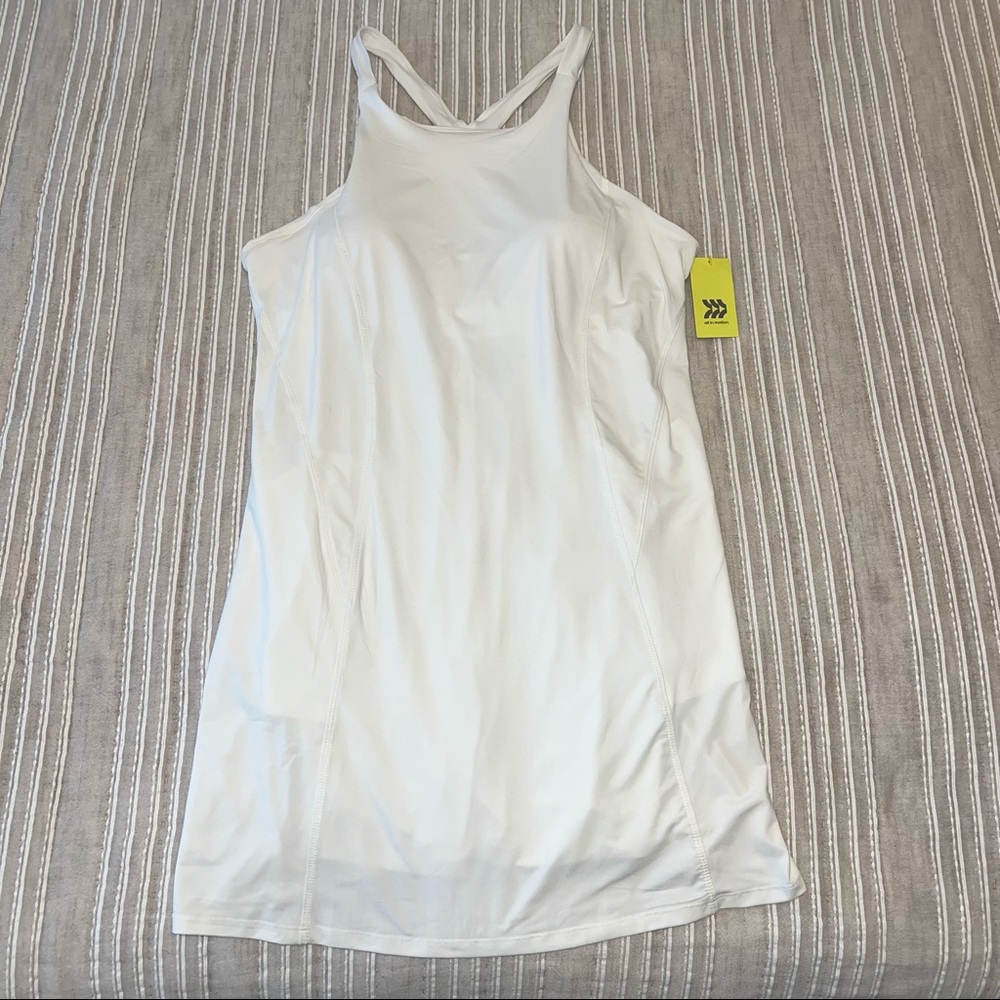 New All in Motion White Tennis Dress with Pockets & Built-In Shorts & Padded Bra